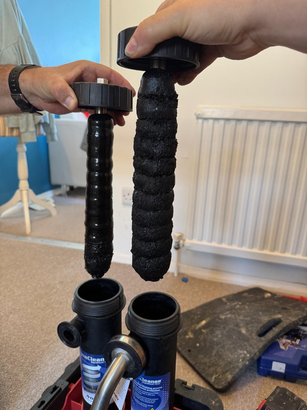 Heating pipework being checked during local plumbing work